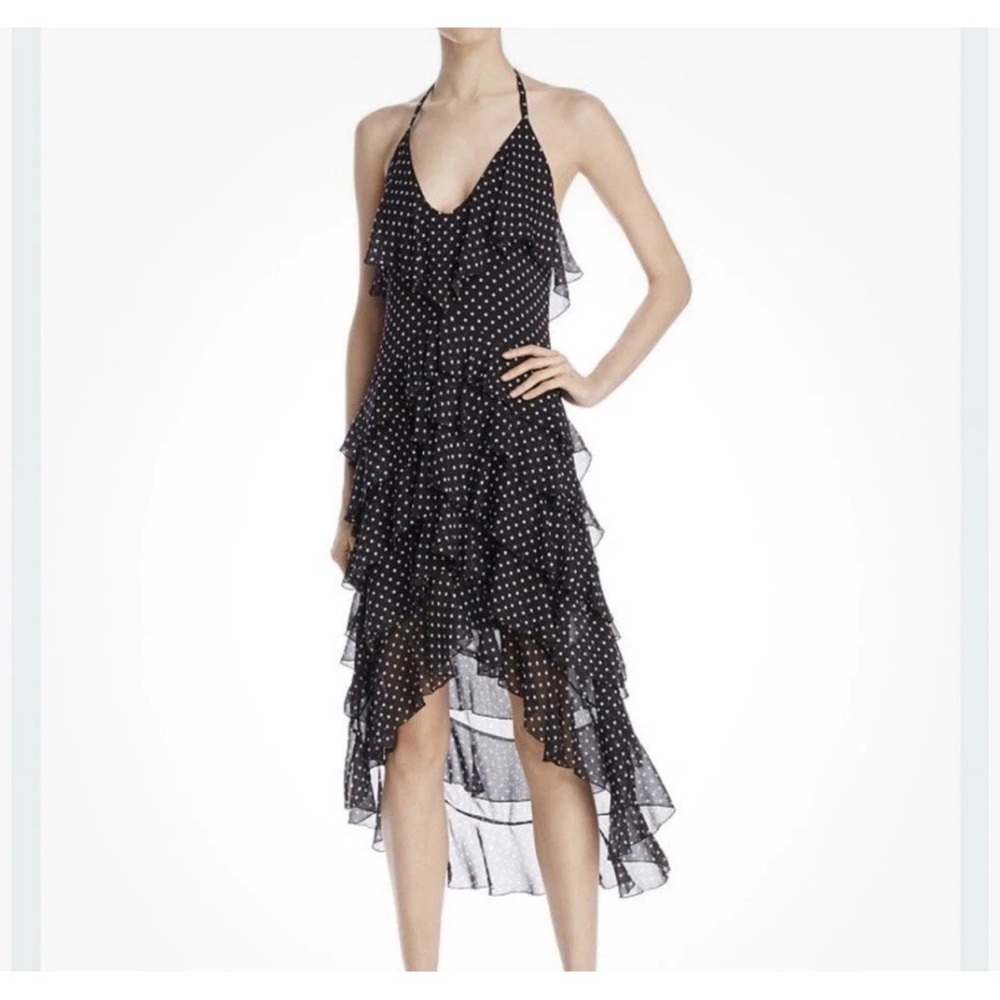 Alice + Olivia Polka Dot Hi/Low Halter Dress